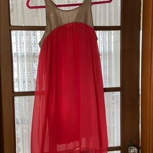 Coral and Gold Dress